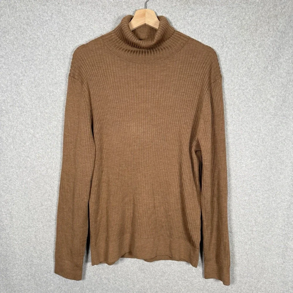 Banana repubublic salta merino turtleneck sweater mens medium brown ribbed